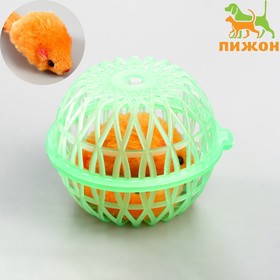 Мышь в пластиковом шаре, 7 х 5 см, зелёный шар/оранжевая мышь