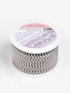 Цепь с жемчугом, металл, пластик, 2 мм, SS6, 9±1 м, графитовая - Фото 5