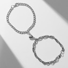 Браслеты «Неразлучники» на магните, сердечко, цвет серебро, 20 размер - фото 9068521