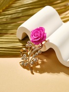 Брошь «Цветок», роза нежная, розовая в золоте - Фото 5