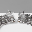 Серьги висячие со стразами «Водопад», три бусины, белые в серебре, 11.5 см - Фото 2