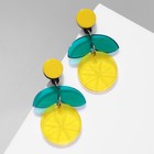 Серьги акрил «Фрукты» лимон, цвет жёлто-зелёный в серебре - фото 318963611