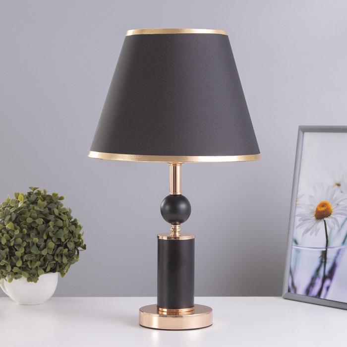 Настольная лампа Агата E27 40 Вт черно-золотой 25×25×42.5 см RISALUX - Фото 1