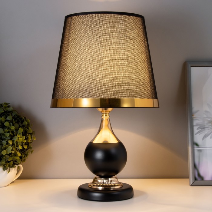 Настольная лампа Римини 1x60Вт E27 черно-золотой 24,5х24,5х40,5 см RISALUX - фото 1926462724