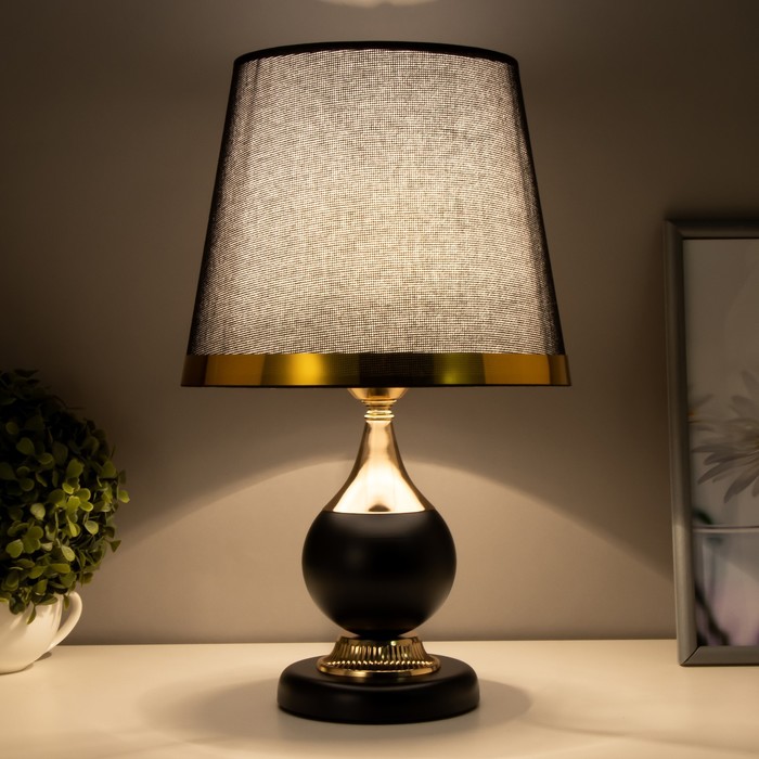 Настольная лампа Римини 1x60Вт E27 черно-золотой 24,5х24,5х40,5 см RISALUX - фото 1926462725