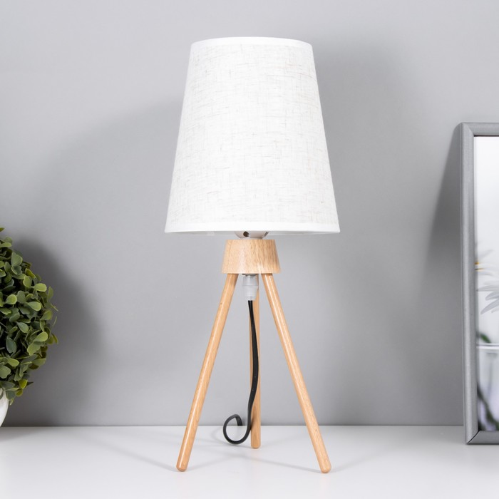 Настольная лампа Илария E27 40 Вт светлое дерево 16×16×37.5 см RISALUX - Фото 1