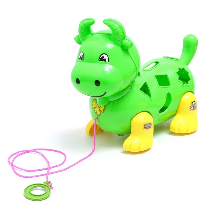 Каталка-сортер на верёвке «Коровка», МИКС 55369