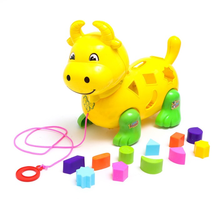 Каталка-сортер на верёвке «Коровка», МИКС 55369