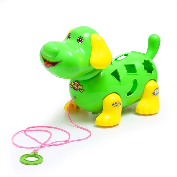 Каталка-сортер на верёвке «Собачка», МИКС 55371