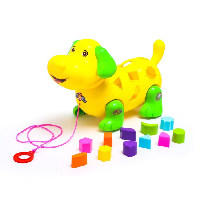 Каталка-сортер на верёвке «Собачка», МИКС 55371