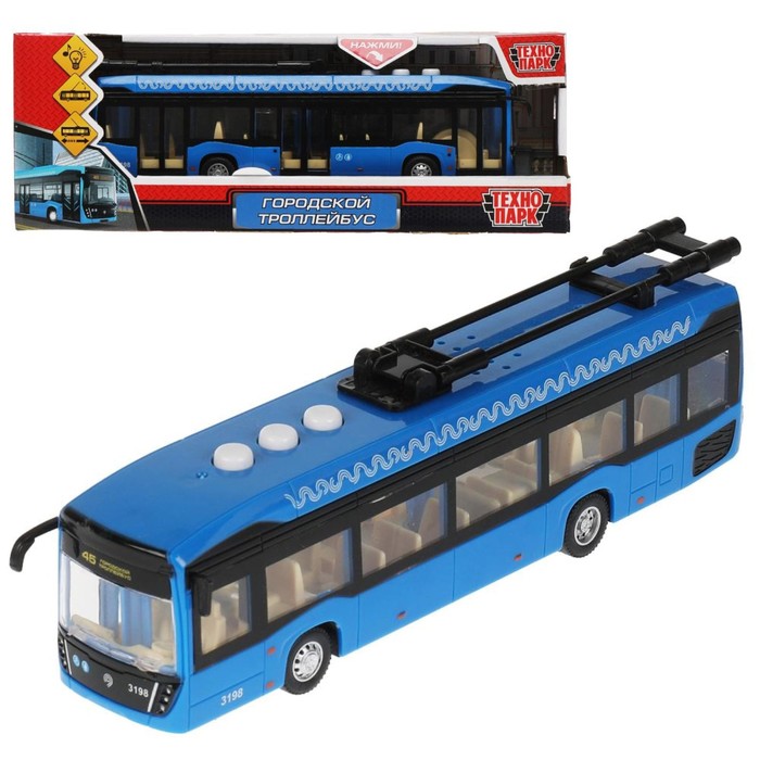 Модель «Троллейбус. Метрополитен», 19 см, свет и звук, 3 кноп, цвет синий - Фото 1