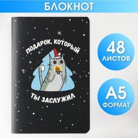 Блокнот «Подарок, который ты заслужил», А5, 48 листов софт тач 7861160