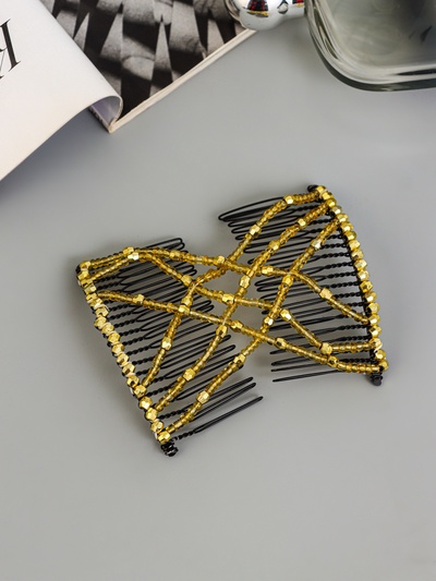 Зажим для волос «Хрустальная сетка», 9 см, золото