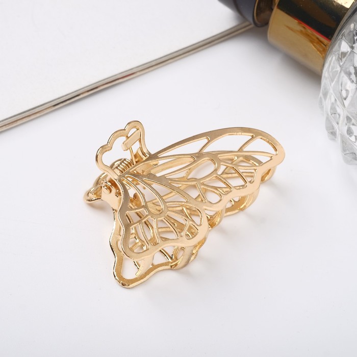 Краб для волос "Валери" бабочка, 4,8 см, золото - Фото 1