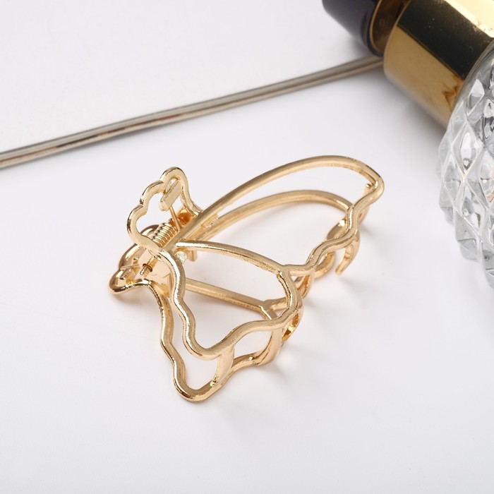Краб для волос "Валери" бабочка силуэт, 4,8 см, золото - Фото 1