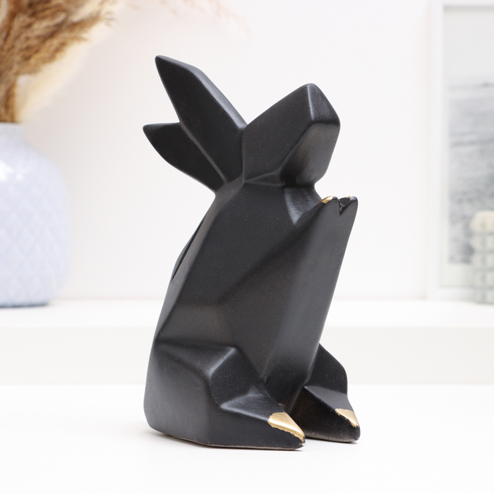 Копилка "Заяц оригами" черный с золотом, 18 х13х10см - Фото 1