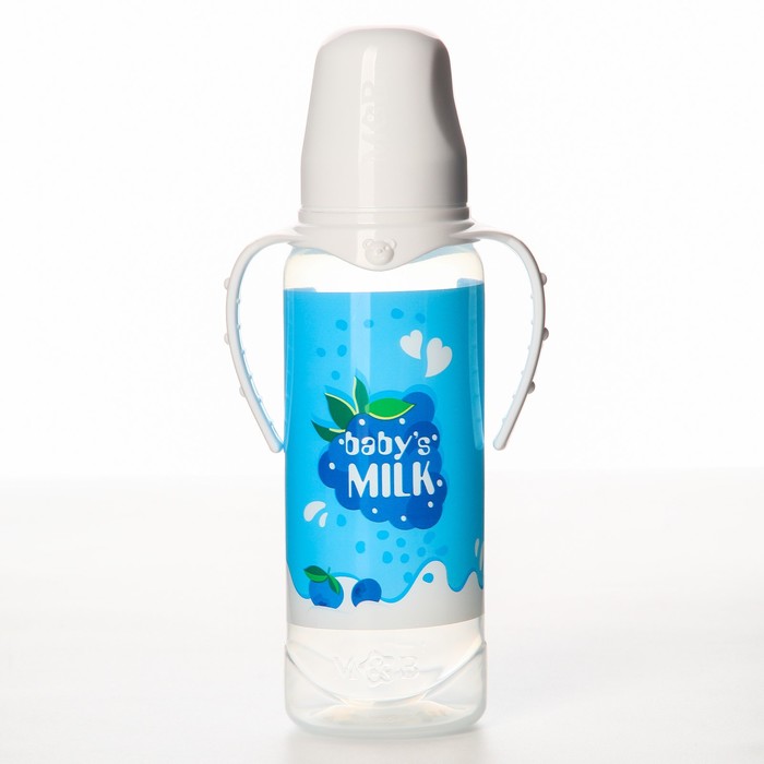 Бутылочка для кормления «Молочный коктейль», классическое горло, 250 мл., от 0 мес., цилиндр, с ручками - фото 1898698595
