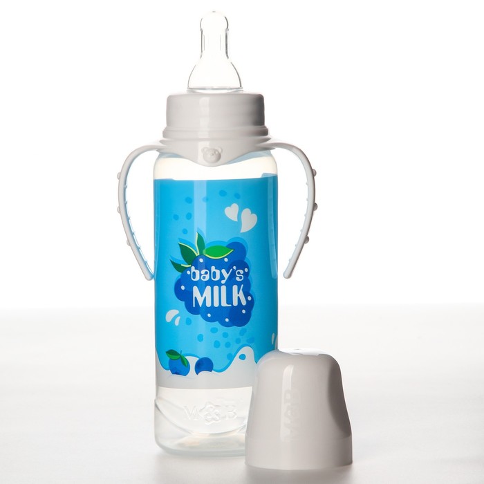 Бутылочка для кормления «Молочный коктейль», классическое горло, 250 мл., от 0 мес., цилиндр, с ручками - фото 1898698596
