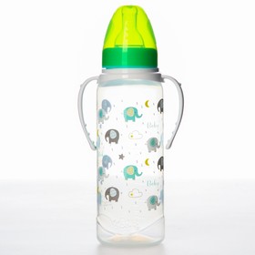 Бутылочка для кормления Baby, классическое горло, от 0 мес, 250 мл., цилиндр, с ручками