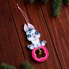 Ёлочная игрушка "Год Кролика. Кролик со снежинкой" с колокольчиком, дерево, ламинация, 3,8х8 - Фото 3