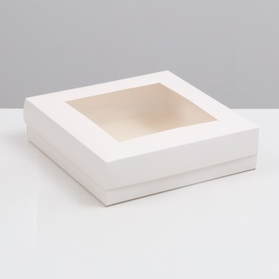 Коробка складная, крышка-дно,с окном, белая, 30 х 30 х 8 см
