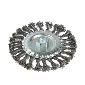 {{photo.Alt || photo.Description || 'УЦЕНКА Щетка металлическая для УШМ ТУНДРА, крученая проволока, плоская, посадка М14, 125 мм'}}