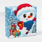 Коробка складная «Снеговик», 25 х 25 х 10 см, Новый год - фото 318965954