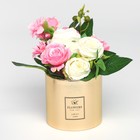 Коробка подарочная шляпная, упаковка, «Flowers», золотая, 12 х 12 см - фото 9856756
