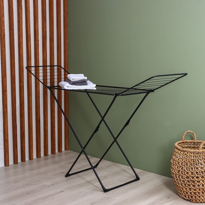 Сушилка для белья напольная складная, рабочая длина 18 м, высота от пола 95 см, ширина 54 см, чёрная - Фото 1