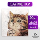 Салфетки бумажные однослойные «Котёнок», 24 х 24 см, набор 50 штук - фото 318966434