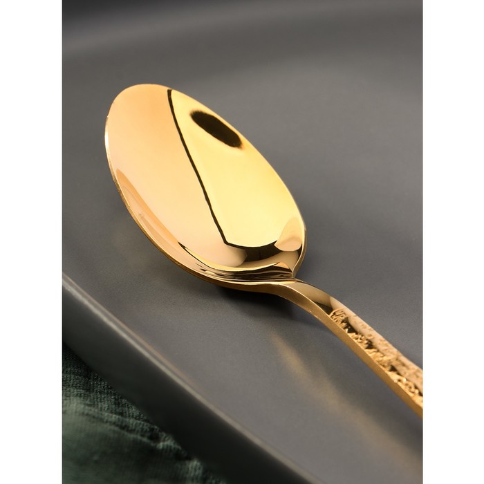 Ложка чайная из нержавеющей стали Magistro «Олин GOLD», длина 16 см, на подвесе, цвет золотой - фото 1908949444