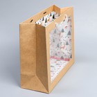 Пакет подарочный новогодний крафтовый с пластиковым окном «Новогодние истории», 31 х 26 х 11 см 7724290 - фото 16461721