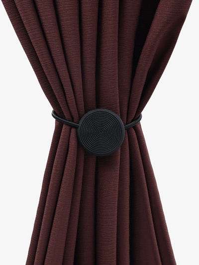 Подхват для штор «Вязаный круг», на пружине, d=6/3.5 см, 23.5 см, чёрный