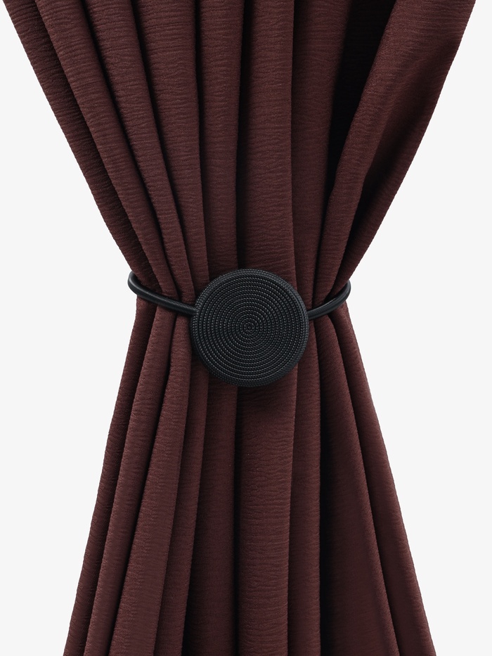 Подхват для штор «Вязаный круг», на пружине, d=6/3.5 см, 23.5 см, чёрный - Фото 1