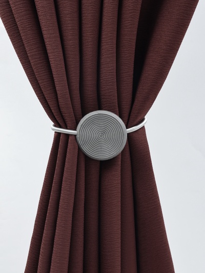 Подхват для штор «Вязаный круг», на пружине, d=6/3.5 см, 23.5 см, тёмно-серый