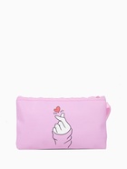 Косметичка на молнии плоская, с ручкой, с рисунком «Сердечки», фиолетовая - Фото 2