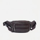 Сумка поясная на молнии, 7×33×12 см, тёмно-коричневая - Фото 2