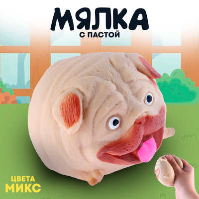 Мялка «Собачка» с пастой, цвета МИКС