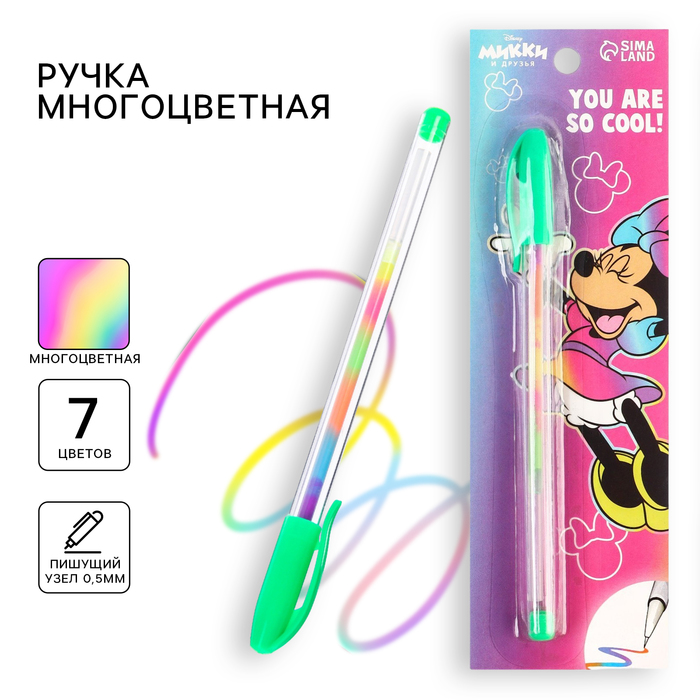 Ручка шариковая, многоцветная, Минни Маус - Фото 1
