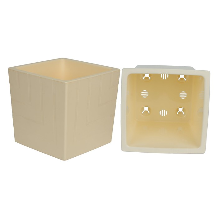 Кашпо «Квадро» с вкладкой, 1,2 л, цвет ванильный - Фото 1