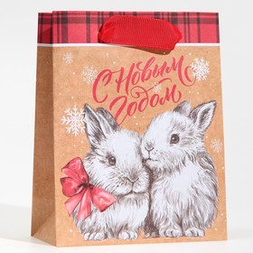 Пакет крафтовый вертикальный «Кролики», S 12 × 15 × 5.5 см