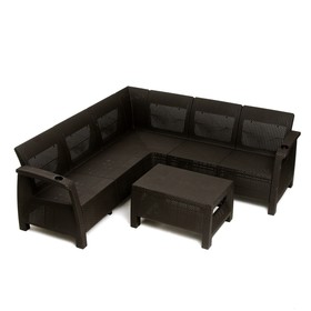 Набор мебели: диван угловой + стол, шоколад