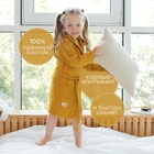 Халат детский муслиновый LoveLife (3 года, рост 98-104 см), горчичный, 100% хлопок, 235 г/м² - Фото 2