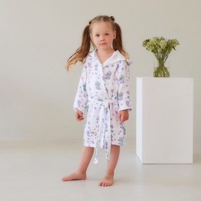 Халат детский муслиновый LoveLife «Единороги» (5 лет, рост 110-116 см) 100% хлопок, 235 г/м²