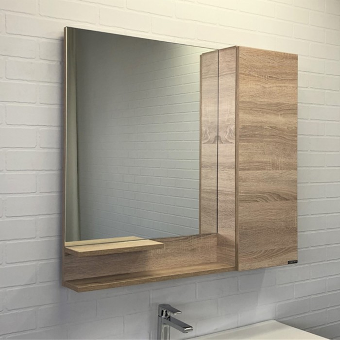 Зеркало шкаф Comforty Варна 90 для ванной комнаты, цвет дуб сонома - Фото 1