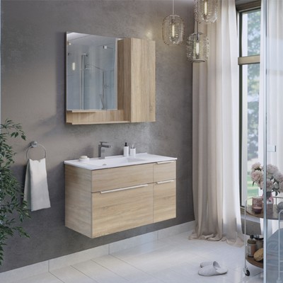 Зеркало шкаф для ванной комнаты Comforty «Варна 90», 900×800 мм, цвет дуб сонома