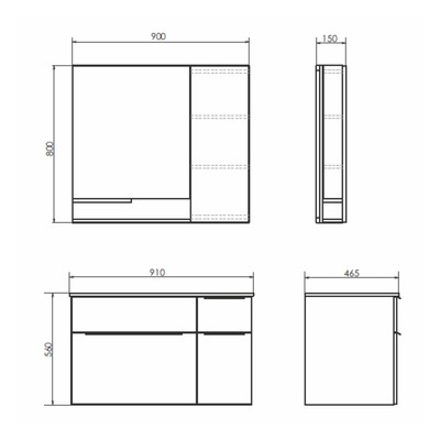 Зеркало шкаф для ванной комнаты Comforty «Варна 90», 900×800 мм, цвет дуб сонома