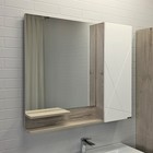 Зеркало шкаф Comforty Мерано 90 для ванной комнаты, цвет белый/дуб дымчатый - фото 296409654