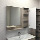 Зеркало шкаф Comforty Мерано 90 для ванной комнаты, цвет белый/дуб дымчатый - Фото 3