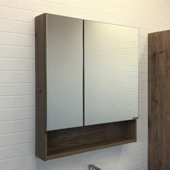 Зеркало шкаф Comforty Никосия 70 для ванной комнаты, цвет дуб тёмный - Фото 1